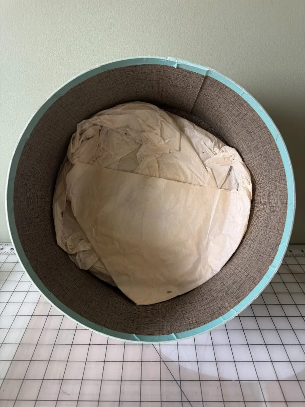 Vintage Aqua Hat Box | Retro Storage Case | Mid Century